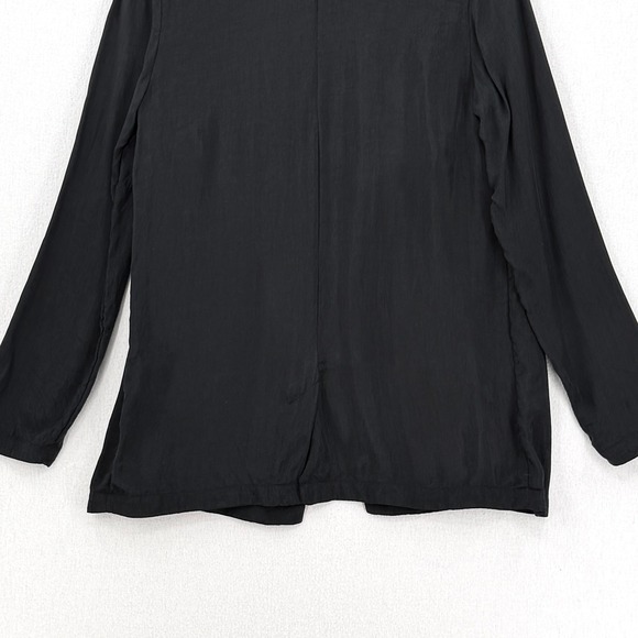 AMERICAN VINTAGE Cupro Open Front Blazer Jacket Women Small Black Lightweight - Picture 9 of 14